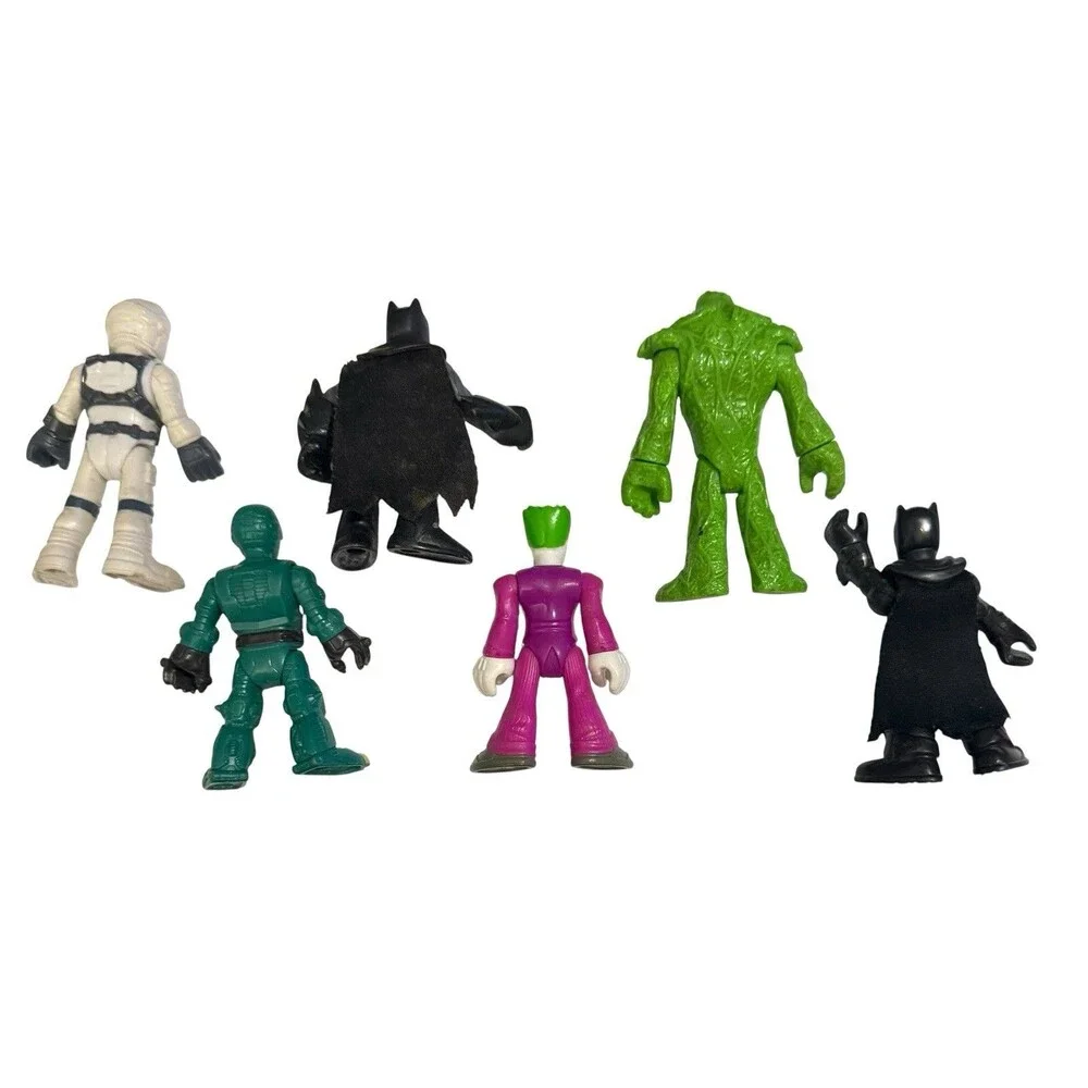 Mixed Lot Of 6 Imaginext Action Figures Batman, Joker, Swamp Thing, Dino Mech